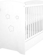 Hubners Patut copii din lemn cu sertar Matei 120x60 cm alb cu stelute