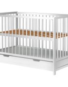 Hubners Patut copii din lemn Dominic 120x60 cm alb cu sertar