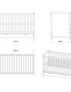 Hubners Patut copii din lemn Paula 120x60 alb cu sertar