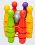 Huby Toys Set bowling pentru copii cu popice multicolore si bile in suport din plastic