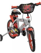 Huffy Bicicleta copii Cars 14 inch cu roti ajutatoare si sticluta de apa cu suport varsta 4-6 ani inaltimea 105-117 cm scaun si ghidon reglabile pe inaltime anvelope cu profil gros