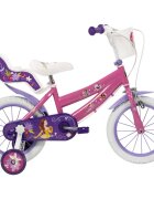 Huffy Bicicleta copii Disney Princess 24414W 14 inch roti ajutatoare si cosulet pentru copii cu varsta intre 4 si 6 ani sau cu inaltimea pana la 110 cm frana de mana pe ambele roti anvelope cu profil gros scaun reglabil
