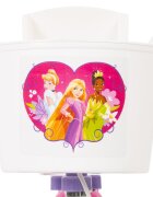 Huffy Bicicleta copii Disney Princess 24414W 14 inch roti ajutatoare si cosulet pentru copii cu varsta intre 4 si 6 ani sau cu inaltimea pana la 110 cm frana de mana pe ambele roti anvelope cu profil gros scaun reglabil