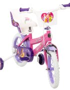 Huffy Bicicleta copii Disney Princess 24414W 14 inch roti ajutatoare si cosulet pentru copii cu varsta intre 4 si 6 ani sau cu inaltimea pana la 110 cm frana de mana pe ambele roti anvelope cu profil gros scaun reglabil