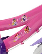 Huffy Bicicleta copii Disney Princess 24414W 14 inch roti ajutatoare si cosulet pentru copii cu varsta intre 4 si 6 ani sau cu inaltimea pana la 110 cm frana de mana pe ambele roti anvelope cu profil gros scaun reglabil