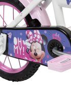 Huffy Bicicleta copii Minnie 14 inch roti ajutatoare si cosulet pentru copii cu varsta intre 4 si 6 ani sau cu inaltimea pana la 110 cm frana de mana pe ambele roti anvelope cu profil gros scaun reglabil
