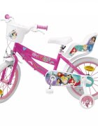 Huffy Bicicleta copii Princess 16 inch cu roti ajutatoare si cosuletde la 5 ani inaltimea recomandata 110-20 cm cosulet accesorii in fata si scaunel pentru papusa in spate