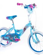 Huffy Bicicleta fetite Frozen Mov 16 inch cu gentuta si roti ajutatoare varsta 5-7 ani inaltimea 112-127 cm scaun si ghidon reglabile pe inaltime frana de mana pe ambele roti