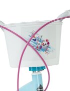 Huffy Bicicleta pentru copii Frozen II 16 inch cu roti ajutatoare si cosulet frana de mana pe ambele roti scaun si ghidon reglabile pe inaltime scaun pentru papusa in spate varsta 4-6 ani