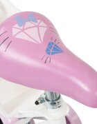 Huffy Bicicleta pentru copii Minnie 16 inch cu roti ajutatoare si cosulet frana de mana pe ambele roti scaun si ghidon reglabile pe inaltime scaun pentru papusa in spate varsta 4-6 ani
