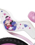 Huffy Bicicleta pentru copii Minnie 16 inch cu roti ajutatoare si cosulet frana de mana pe ambele roti scaun si ghidon reglabile pe inaltime scaun pentru papusa in spate varsta 4-6 ani
