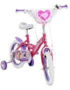Huffy Bicicleta pentru copii Princess 14 inch cu roti ajutatoare claxon cosulet varsta 4-6 ani inaltimea 105-117 cm scaun si ghidon reglabile pe inaltime anvelope cu profil gros