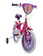 Huffy Bicicleta pentru copii Princess 16 inch cu roti ajutatoare claxon frana de mana pe ambele roti scaun si ghidon reglabile scut frontal anvelope cu profil gros
