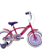 Huffy Bicicleta pentru copii Princess 16 inch cu roti ajutatoare claxon frana de mana pe ambele roti scaun si ghidon reglabile scut frontal anvelope cu profil gros