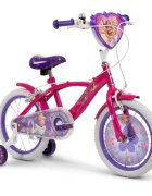 Huffy Bicicleta pentru copii Princess 16 inch cu roti ajutatoare claxon frana de mana pe ambele roti scaun si ghidon reglabile scut frontal anvelope cu profil gros