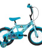 Huffy Bicicleta pentru copii Stitch 16 inch cu roti ajutatoare claxon frana de mana pe ambele roti scaun si ghidon reglabile scut frontal anvelope cu profil gros
