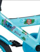Huffy Bicicleta pentru copii Stitch 16 inch cu roti ajutatoare claxon frana de mana pe ambele roti scaun si ghidon reglabile scut frontal anvelope cu profil gros