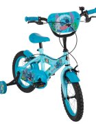 Huffy Bicicleta pentru copii Stitch 16 inch cu roti ajutatoare claxon frana de mana pe ambele roti scaun si ghidon reglabile scut frontal anvelope cu profil gros