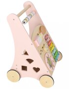 Ikonka Antepremergator cu multiactivitati pentru copii pink realizat din lemn cu xilofon muzical labirint si forme de potrivit