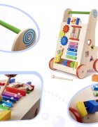 Ikonka Antepremergator pentru copii educational din lemn cu xilofon angrenaje rotative ceas cu limbi mobile dimensiune 33 x 31.5 x 50 cm