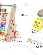 Ikonka Antepremergator pentru copii educational din lemn cu xilofon angrenaje rotative ceas cu limbi mobile dimensiune 33 x 31.5 x 50 cm