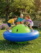 Ikonka Balansoar gonflabil gigant de echilibru BlueGreen capacitate pana la 3 utilizatori sarcina maxima 150 kg cu 6 manere de suport dimensiune 223 x 123 cm