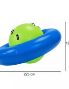Ikonka Balansoar gonflabil gigant de echilibru BlueGreen capacitate pana la 3 utilizatori sarcina maxima 150 kg cu 6 manere de suport dimensiune 223 x 123 cm