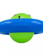 Ikonka Balansoar gonflabil gigant de echilibru BlueGreen capacitate pana la 3 utilizatori sarcina maxima 150 kg cu 6 manere de suport dimensiune 223 x 123 cm