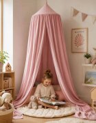 Ikonka Baldachin pentru copii Pink Boho tip cort tipi de suspendat include set complet pentru montaj inaltime totala 280 cm