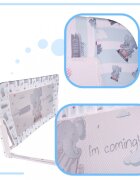 Ikonka Bariera de protectie pentru pat copii pliabila cadrul metalic dimensiune 90 x 48.5 cm Elefant
