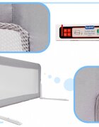 Ikonka Bariera de protectie pentru pat copii pliabila cu cadru metalic dimensiune 120 x 48.5 cm Gri