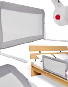 Ikonka Bariera de protectie pentru pat copii pliabila cu cadru metalic dimensiune 120 x 48.5 cm Gri