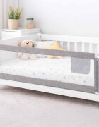 Ikonka Bariera de protectie pentru pat Grey 140 cm cadru metalic cu buzunar exterior