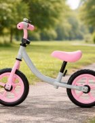 Ikonka Bicicleta de echilibru fara pedale pentru copii cu ghidonul si saua reglabile in inaltime greutate redusa 1.8 kg Trike Fix Balance pink