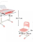 Ikonka Birou cu scaunel pentru copii pink inaltime reglabila constructie durabila lampa led detasabila cu 3 moduri de iluminare