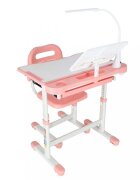Ikonka Birou cu scaunel pentru copii pink inaltime reglabila constructie durabila lampa led detasabila cu 3 moduri de iluminare