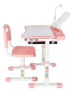Ikonka Birou cu scaunel pentru copii pink inaltime reglabila constructie durabila lampa led detasabila cu 3 moduri de iluminare