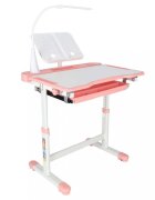 Ikonka Birou cu scaunel pentru copii pink inaltime reglabila constructie durabila lampa led detasabila cu 3 moduri de iluminare