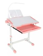 Ikonka Birou cu scaunel pentru copii pink inaltime reglabila constructie durabila lampa led detasabila cu 3 moduri de iluminare