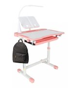 Ikonka Birou cu scaunel pentru copii pink inaltime reglabila constructie durabila lampa led detasabila cu 3 moduri de iluminare