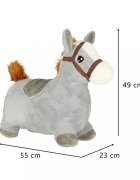 Ikonka Calut gonflabil de sarit pentru copii grey realizat din cauciuc imbracat in plus pufos dimensiune 55 x 23 x 49 cm cu pompa inclusa