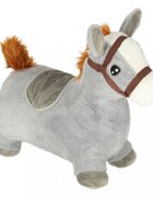 Ikonka Calut gonflabil de sarit pentru copii grey realizat din cauciuc imbracat in plus pufos dimensiune 55 x 23 x 49 cm cu pompa inclusa