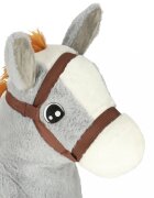 Ikonka Calut gonflabil de sarit pentru copii grey realizat din cauciuc imbracat in plus pufos dimensiune 55 x 23 x 49 cm cu pompa inclusa