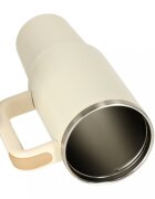 Ikonka Cana termica portabila design modern cu maner din otel inoxidabil cu pereti dublii pai inclus capacitate 1200 ml culoare Cream