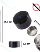 Ikonka Cana termos smart cu afisaj LED activat prin atingere interior din otel inoxidabil capacitate 500 ml dimensiune 6.7 x 21.5 cm Black
