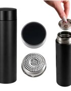 Ikonka Cana termos smart cu afisaj LED activat prin atingere interior din otel inoxidabil capacitate 500 ml dimensiune 6.7 x 21.5 cm Black