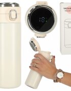 Ikonka Cana termos smart LED cu gura de scurgere 420 ml Bej