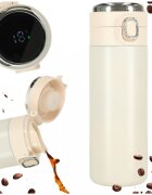 Ikonka Cana termos smart LED cu gura de scurgere 420 ml Bej