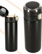 Ikonka Cana termos smart LED cu gura de scurgere 420 ml Black