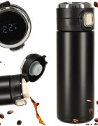 Ikonka Cana termos smart LED cu gura de scurgere 420 ml Black